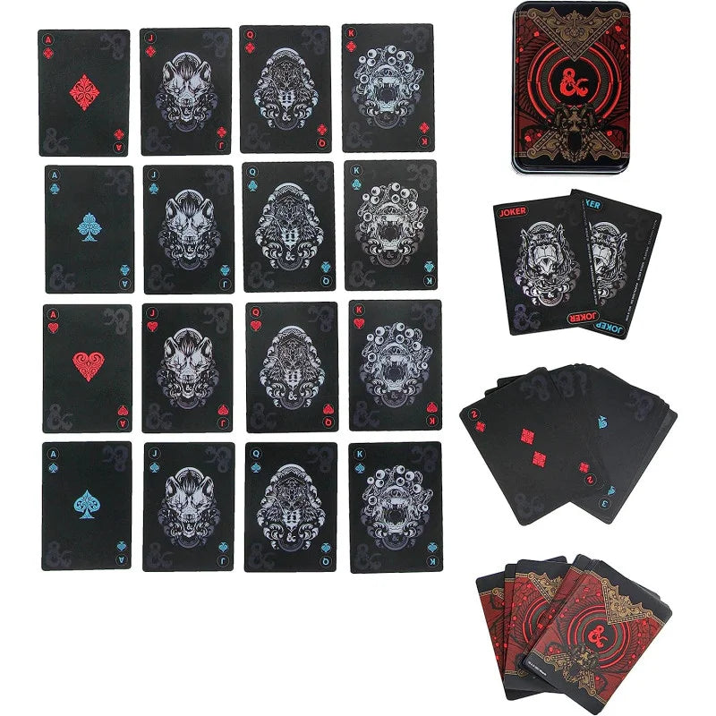 Jeu de cartes à jouer et boîte de rangement en métal - Paladone - Dungeons & Dragons - Donjons & Dragons - Neuf emballage carton déchiré
