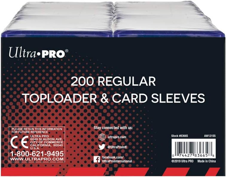 Ultra Pro - Protège-Cartes - Lot de 200 Toploader Transparent Regular Ultra Clear 3"x4" + 200 Sleeves - Neuf sous blister