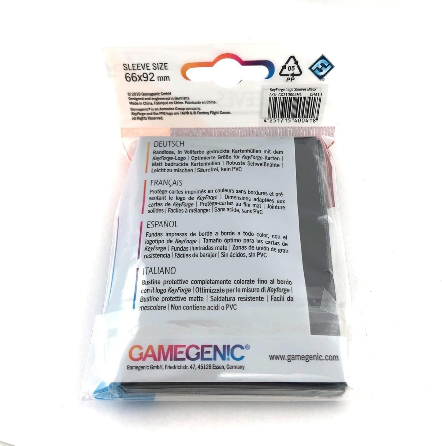 40 Sleeves for Keyforge Cards - Black - 40 Protège-cartes 66x92mm - Neuf sous blister