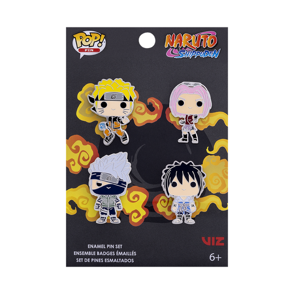 Ensemble de 4 pin's émaillés - Naruto Shippuden - Neuf sous blister