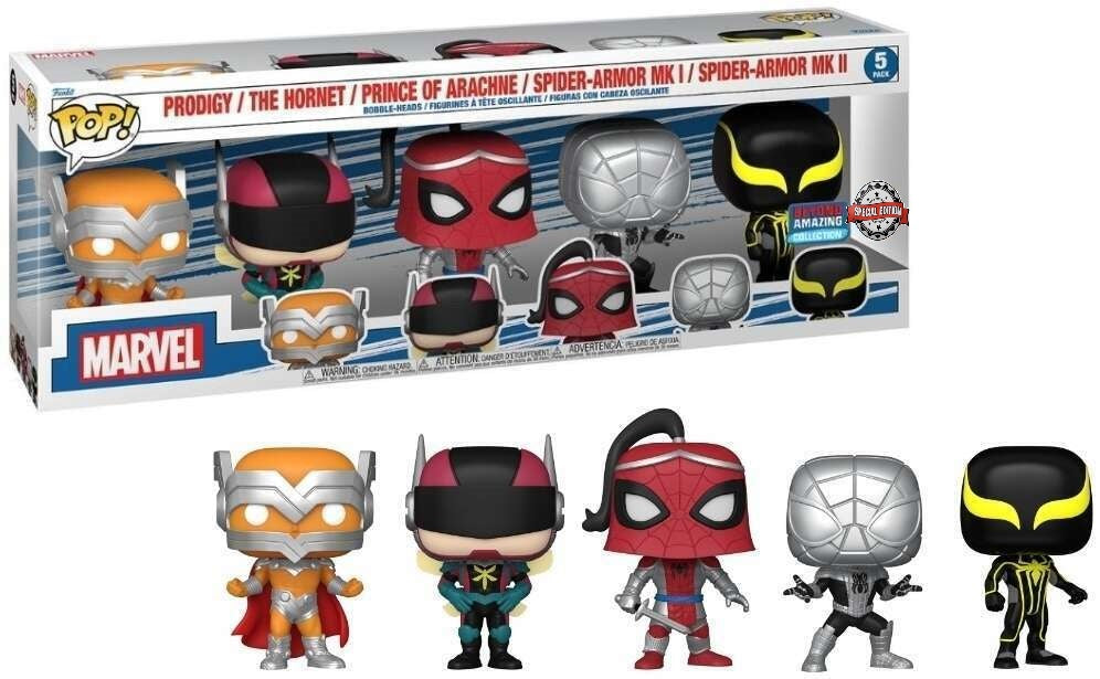 FUNKO POP - MARVEL - PRODIGY/THE HORNET/PRINCE OF ARACHNE/SPIDER-ARMOR MK1/SPIDER-ARMOR MK2 - PACK - NEUF