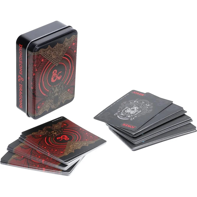 Jeu de cartes à jouer et boîte de rangement en métal - Paladone - Dungeons & Dragons - Donjons & Dragons - Neuf emballage carton déchiré