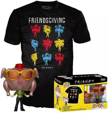 FUNKO POP 706 - FRIENDS - Monica Geller avec Dinde - BOBBLE-HEAD + T-SHIRT - TAILLE M - NEUF