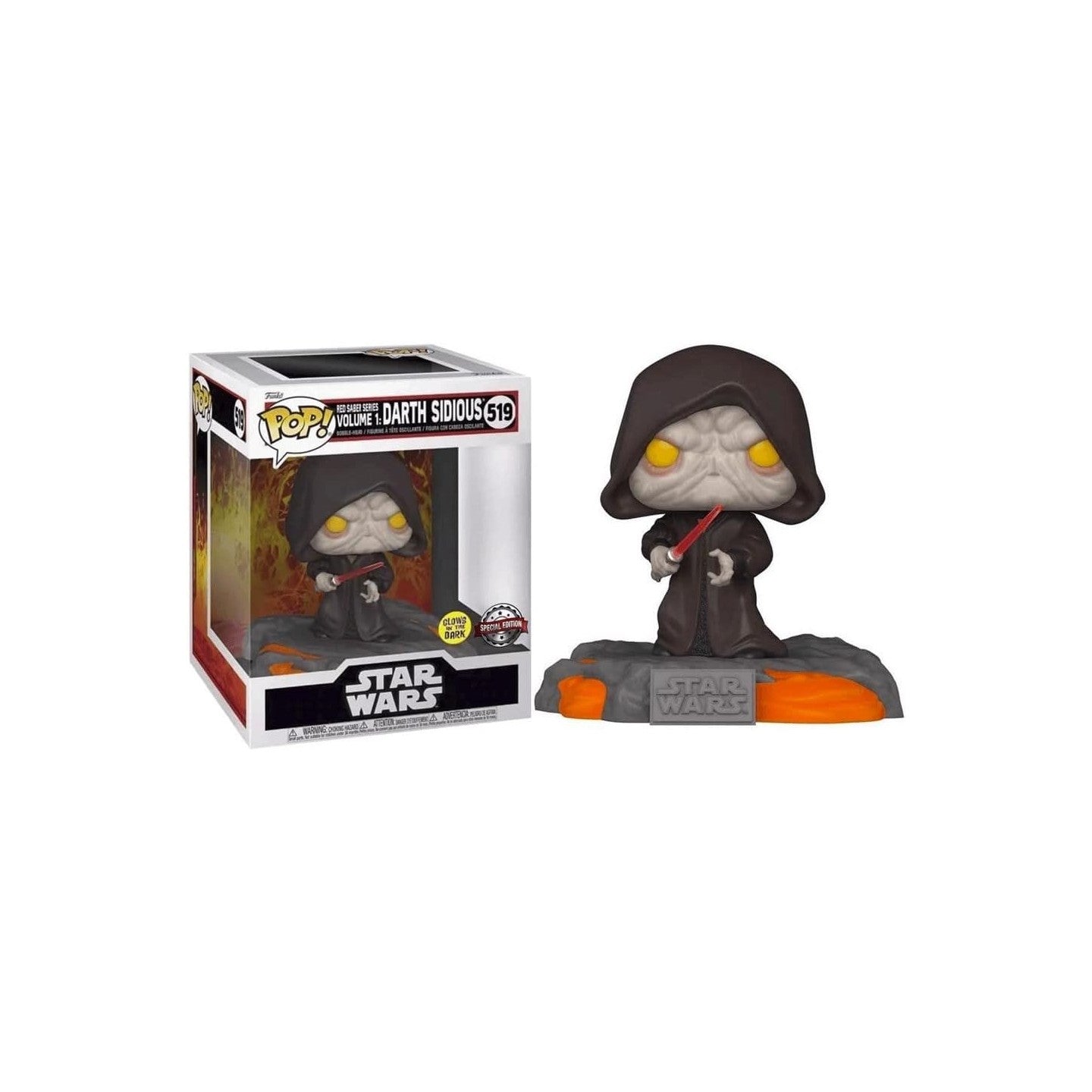 FUNKO POP 519 - STAR WARS - RED SABER SERIES VOLUME 1: DARTH SIDIOUS - GLOW IN THE DARK - NEUF