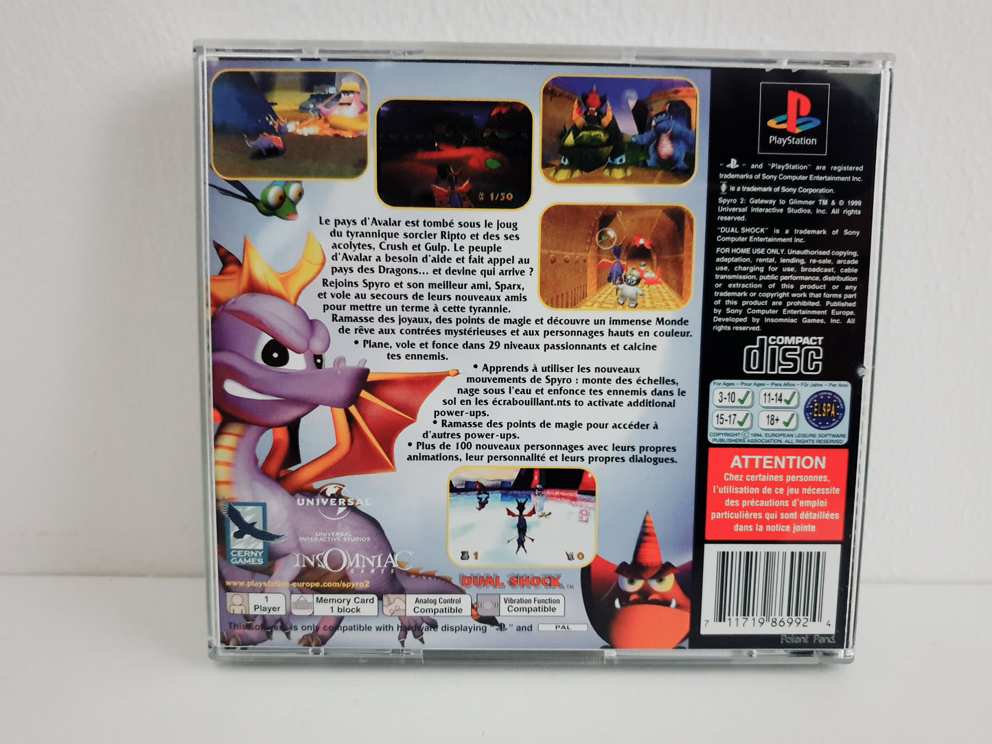 Spyro 2 : Gateway to Glimmer PS1 - Occasion très bon état