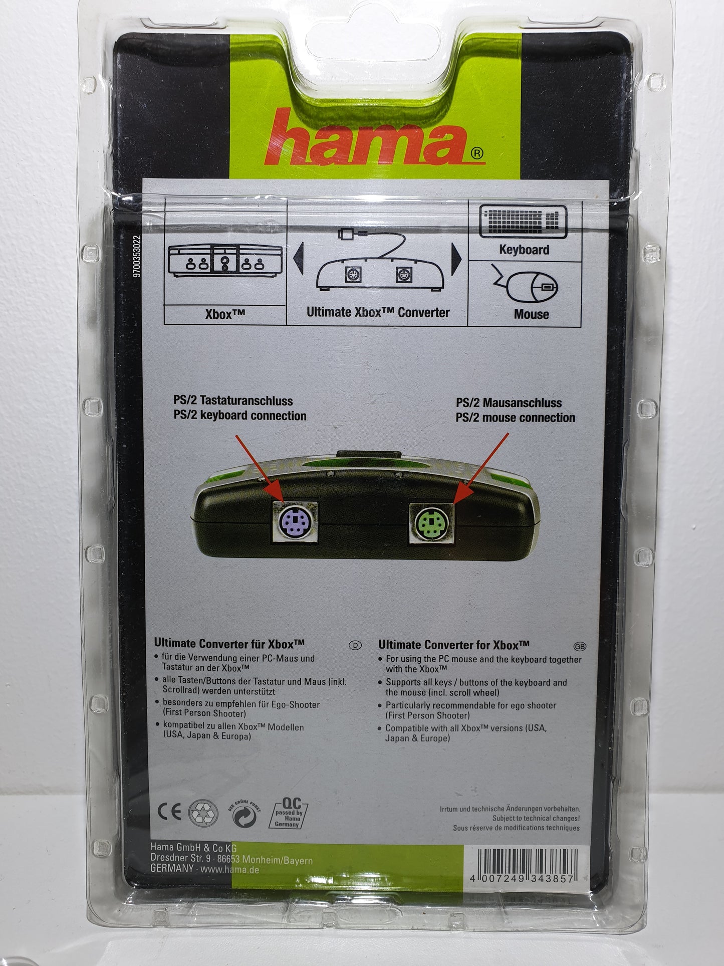 CONVERTISSEUR CLAVIERS ET SOURIS PS/2 - POUR XBOX - NEUF SOUS BLISTER