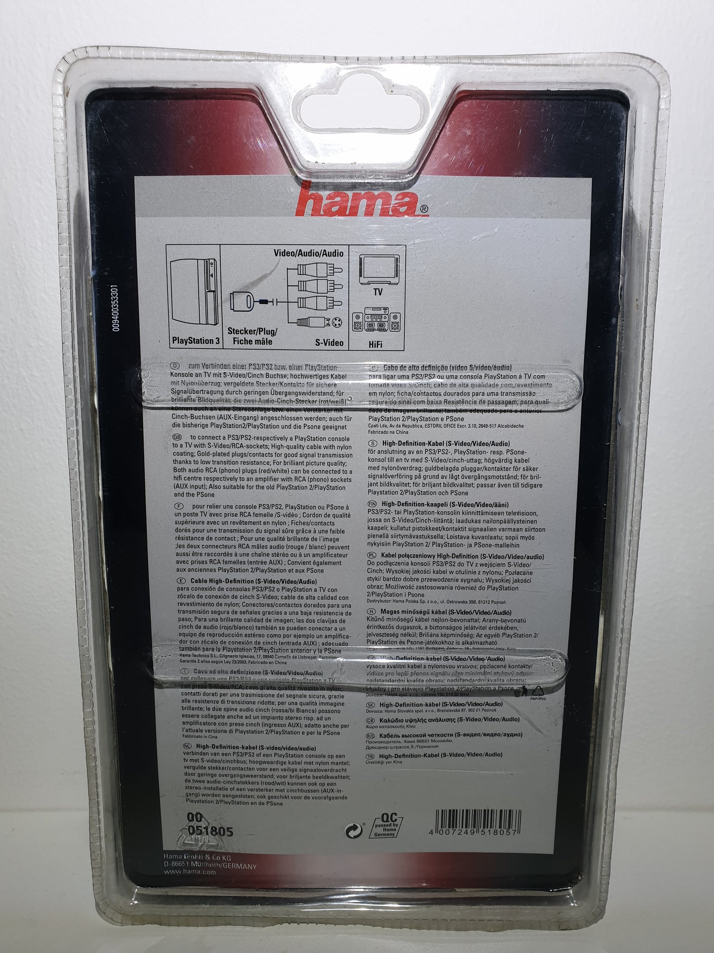 CABLE HAUTE DEFINITION (S-VIDEO/AUDIO/VIDEO) - POUR PLAYSTATION 3 - NEUF SOUS BLISTER