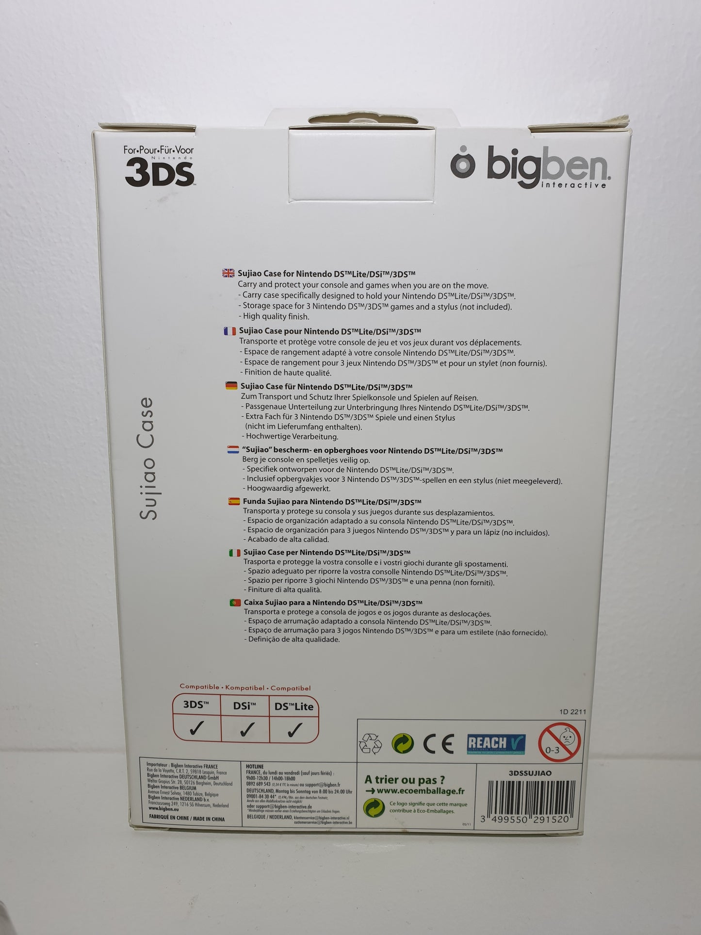 BOITIER DE TRANSPORT SUJIAO BIGBEN - POUR 3DS, DSI ET DS LITE - NEUF SOUS BLISTER