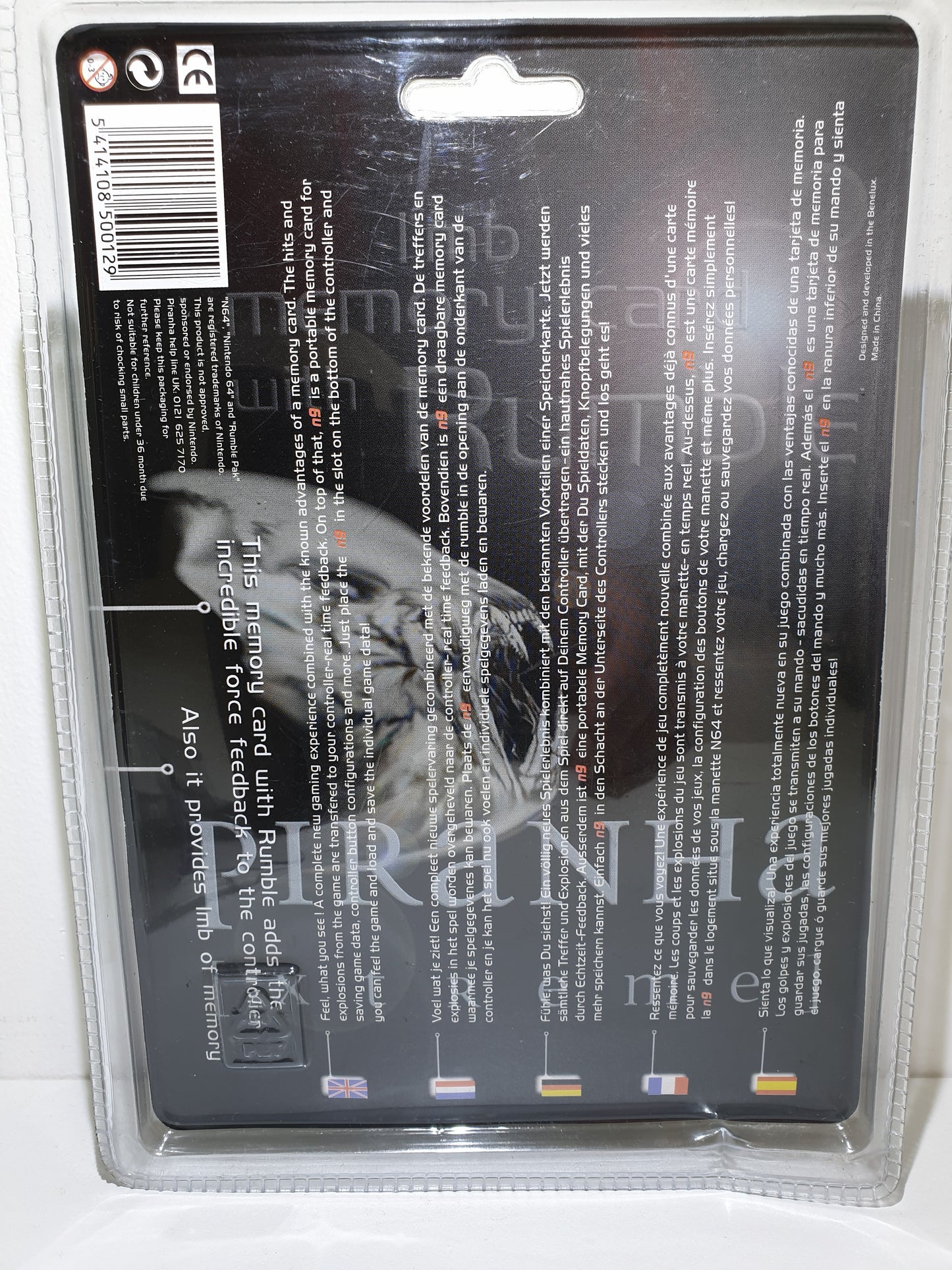 CARTE MEMOIRE 1MB AVEC VIBRATION PIRANHA N9 - POUR NINTENDO 64 - NEUF SOUS BLISTER
