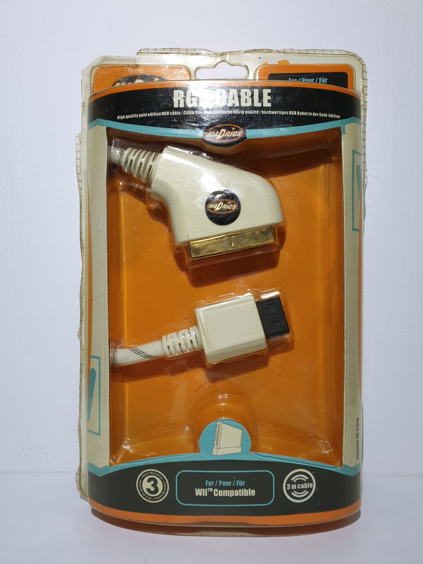 CABLE RGB GOLD EDITION DE HAUTE QUALITE MADRICS - POUR WII - NEUF SOUS BLISTER