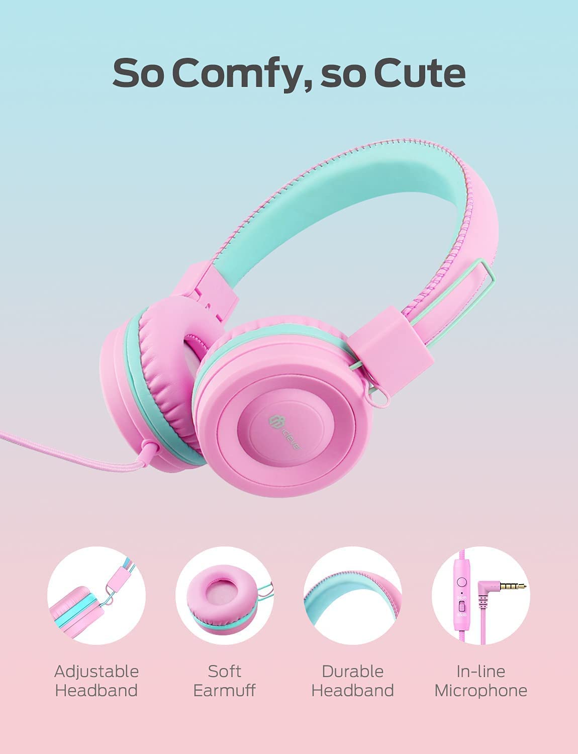 Casque audio filaire microphone IC-HS14 - iclever - pour Enfant - Neuf