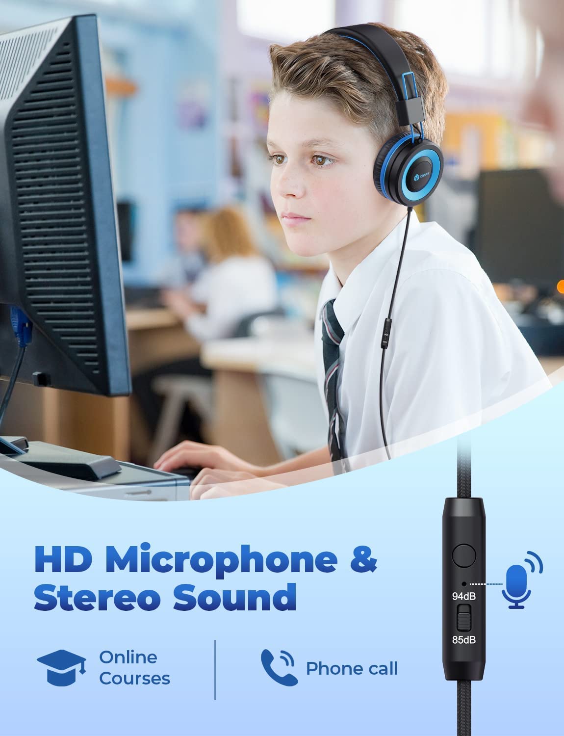 Casque audio filaire microphone IC-HS14 - iclever - pour Enfant - Neuf