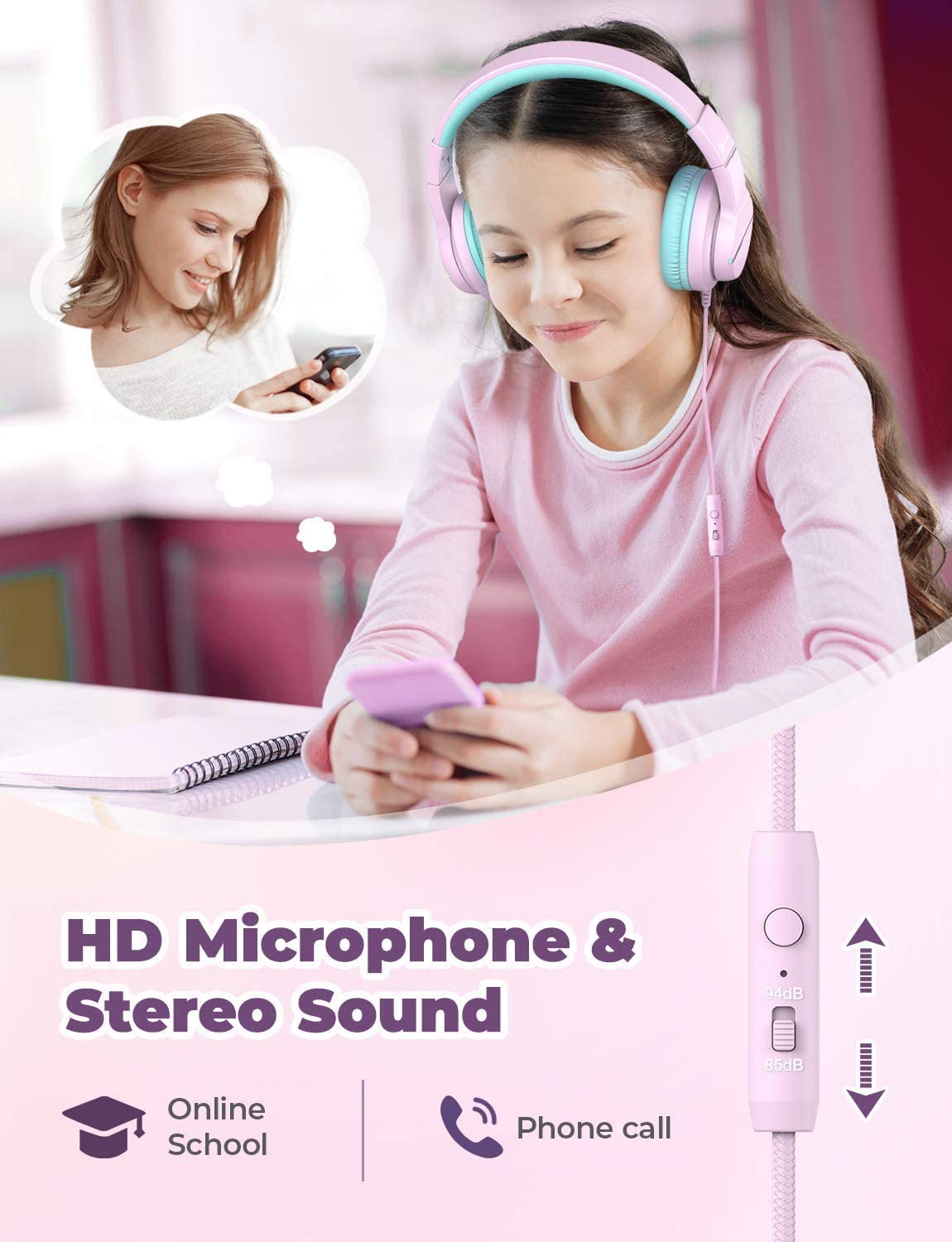 Casque audio microphone filaire IC-HS19 - iclever - pour Enfant - Neuf