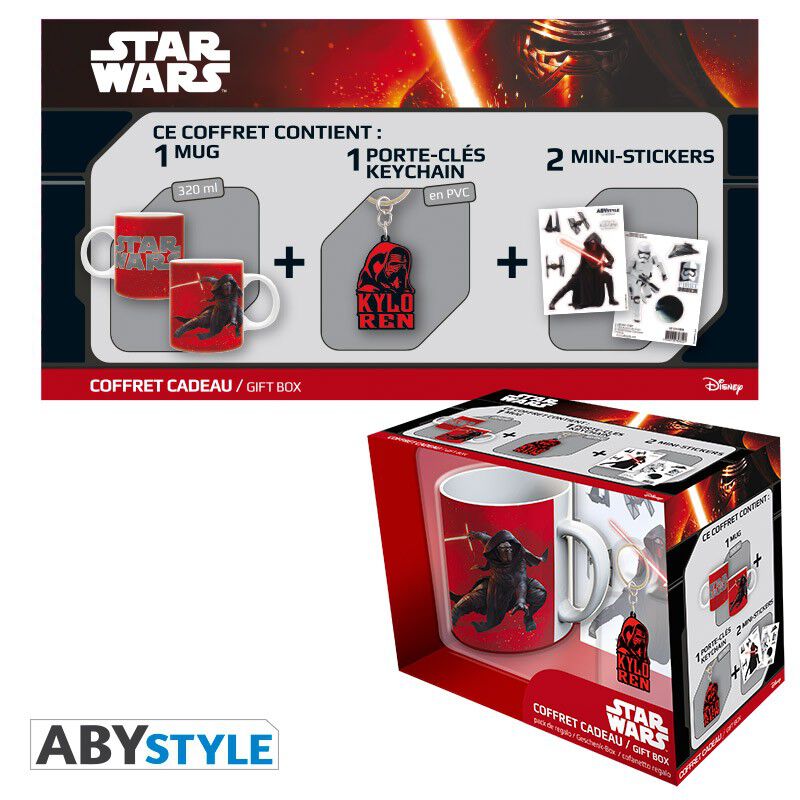 COFFRET CADEAU STAR WARS : MUG 320 ML + PORTE-CLES + MINI STICKERS ABYSTYLE - NEUF SOUS BLISTER