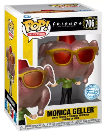 FUNKO POP 706 - FRIENDS - Monica Geller avec Dinde - BOBBLE-HEAD + T-SHIRT - TAILLE M - NEUF