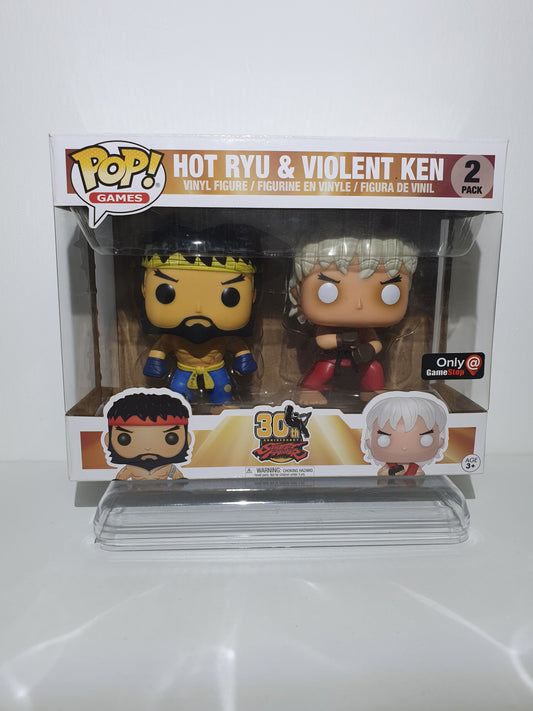 FUNKO POP - 2 PACK - STREET FIGHTER 30TH ANNIVERSARY - HOT RYU & VIOLENT KEN - ONLY @ GAMESTOP - NEUF