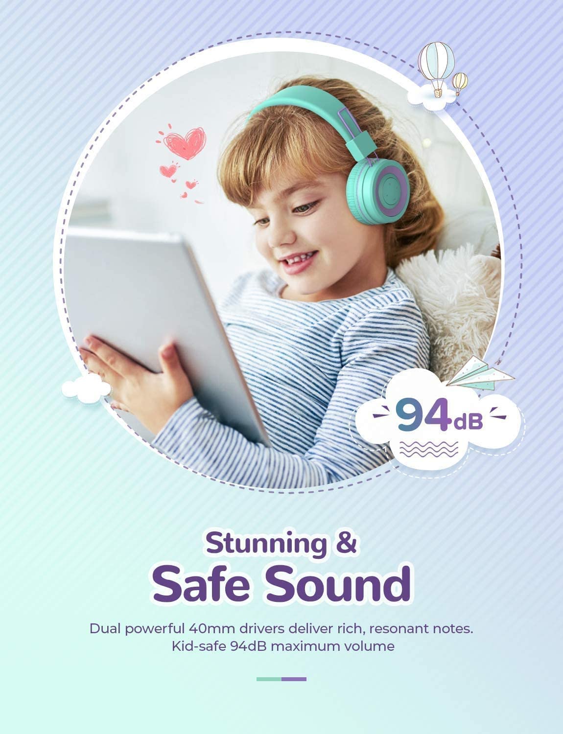 Casque audio microphone Bluetooth RGB BTH03 - iclever - pour Enfant - Neuf