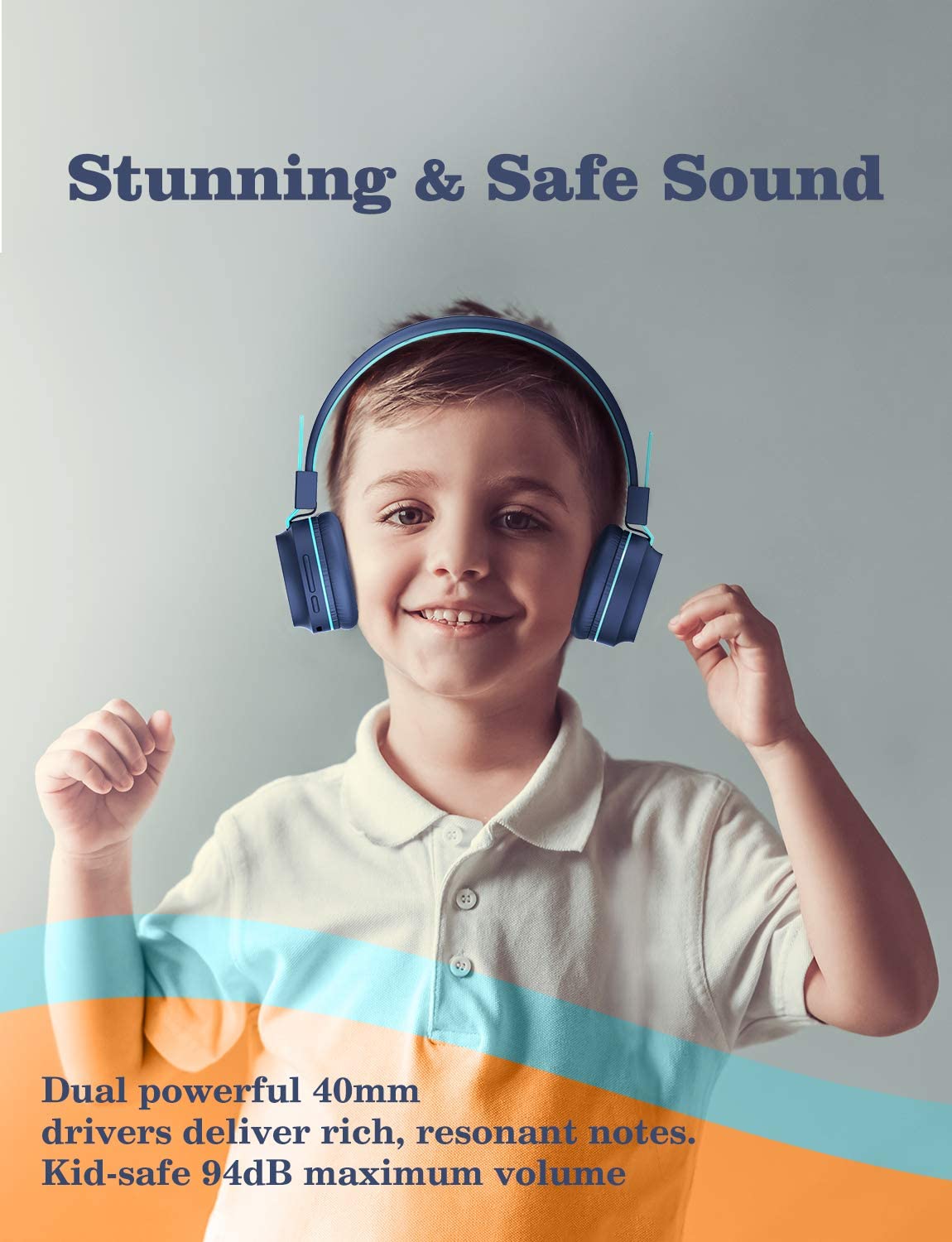 iClever Bluetooth Casque Audio Enfant sans Fil avec Microphone 2