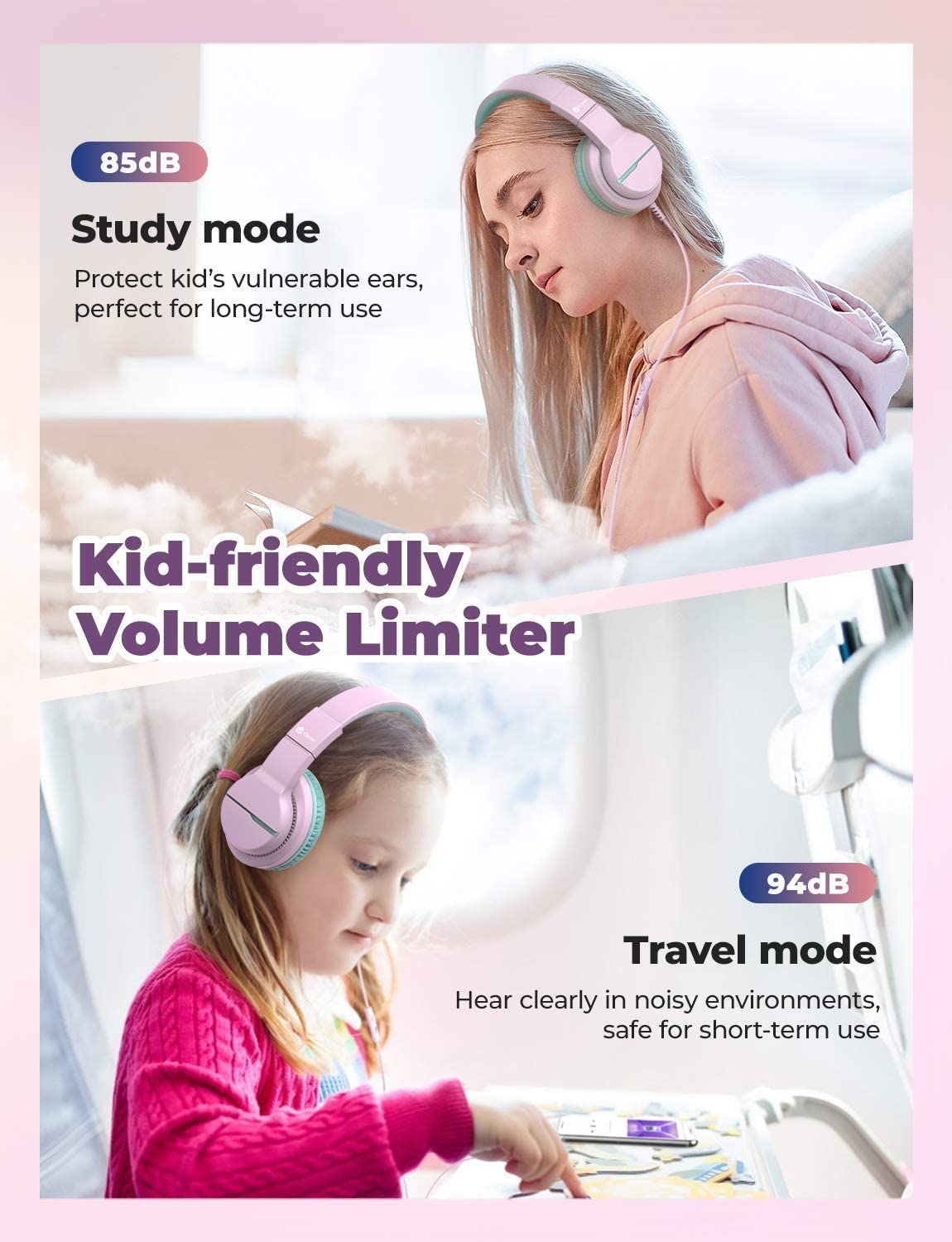 Écouteurs filaires avec microphone pour enfants, casque filaire